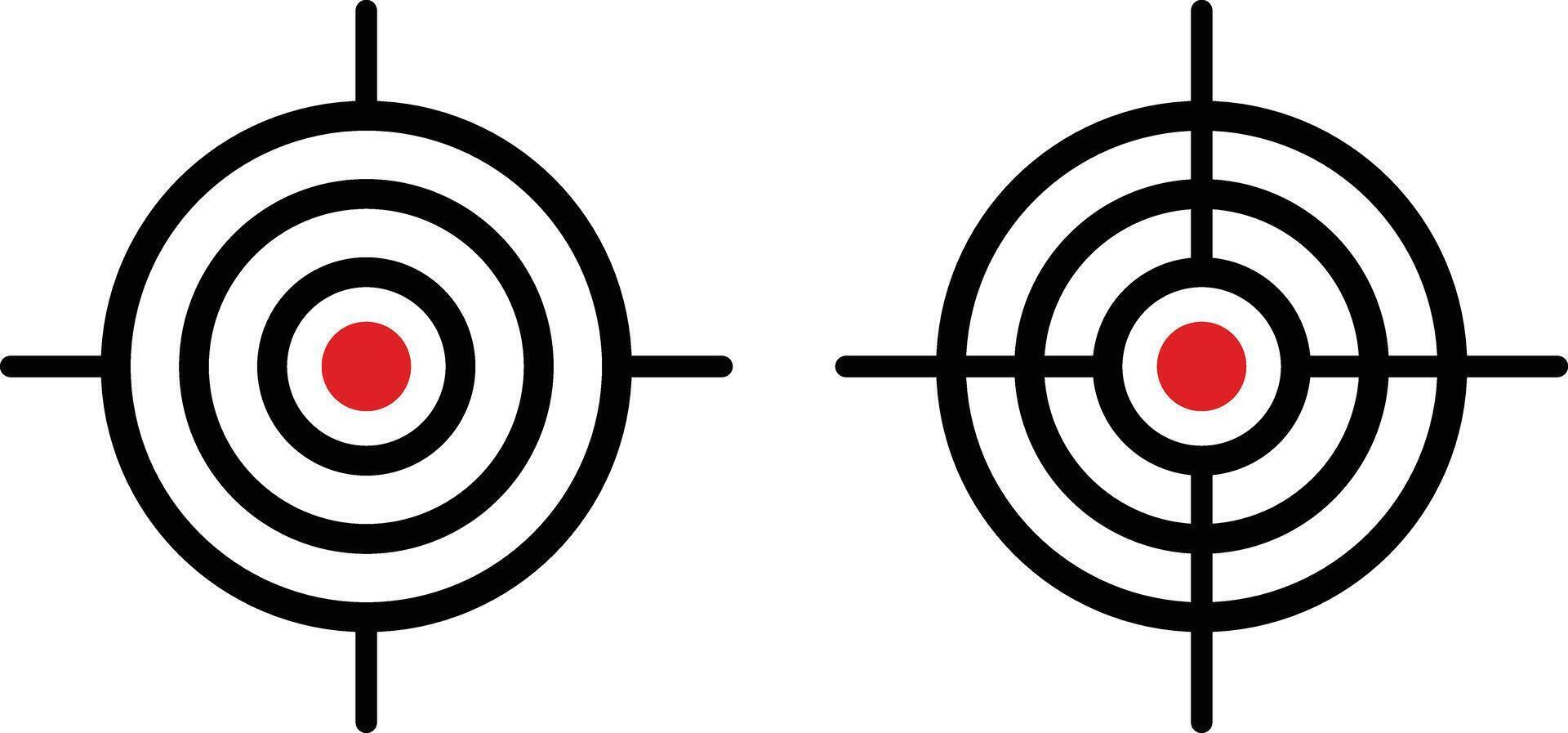 Target icon set. Goal symbol collection. Hitting the bullseye icons. Archery target vector