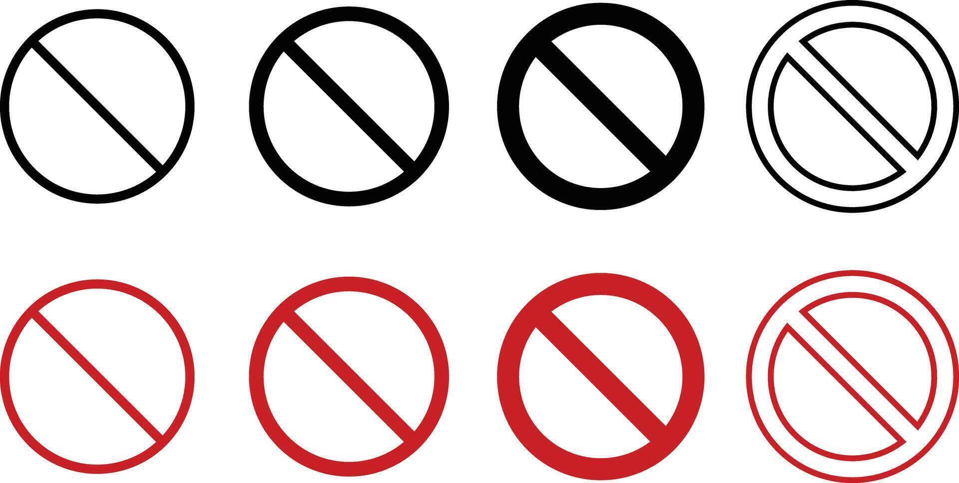 No sign, prohibited sign. ban icon set. Red Crossed Circle. No icon sign. Stop symbol vector