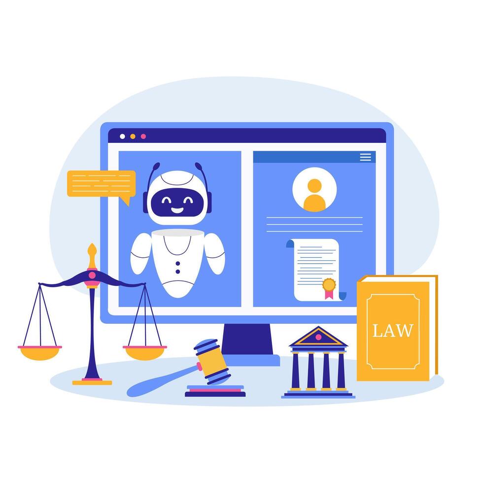 AI legal advice. Robot to provide legal advice. legal consultation with Artificial intelligence. vector