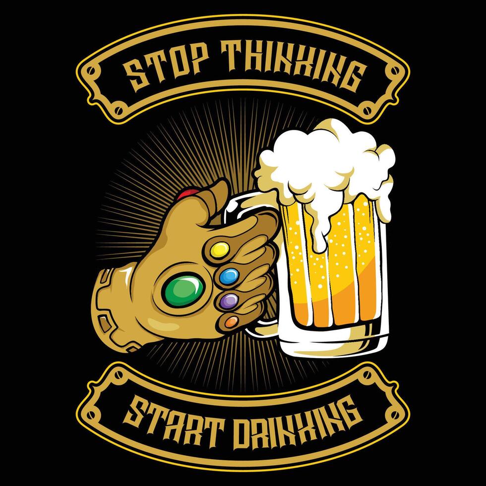 stop thinking start drinking infinite hand vector