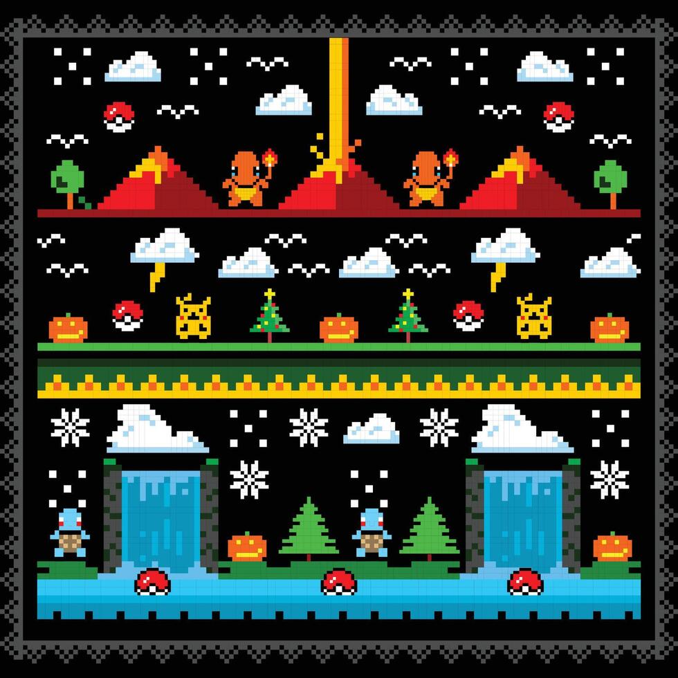 pokeland pattern art design vector