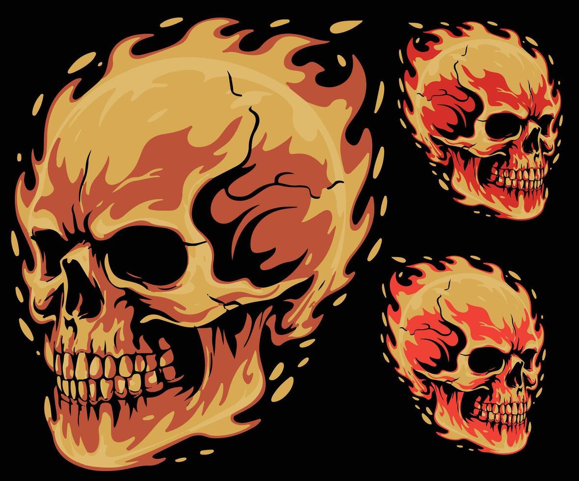 Conceptual illustration of a skull on fire. vector