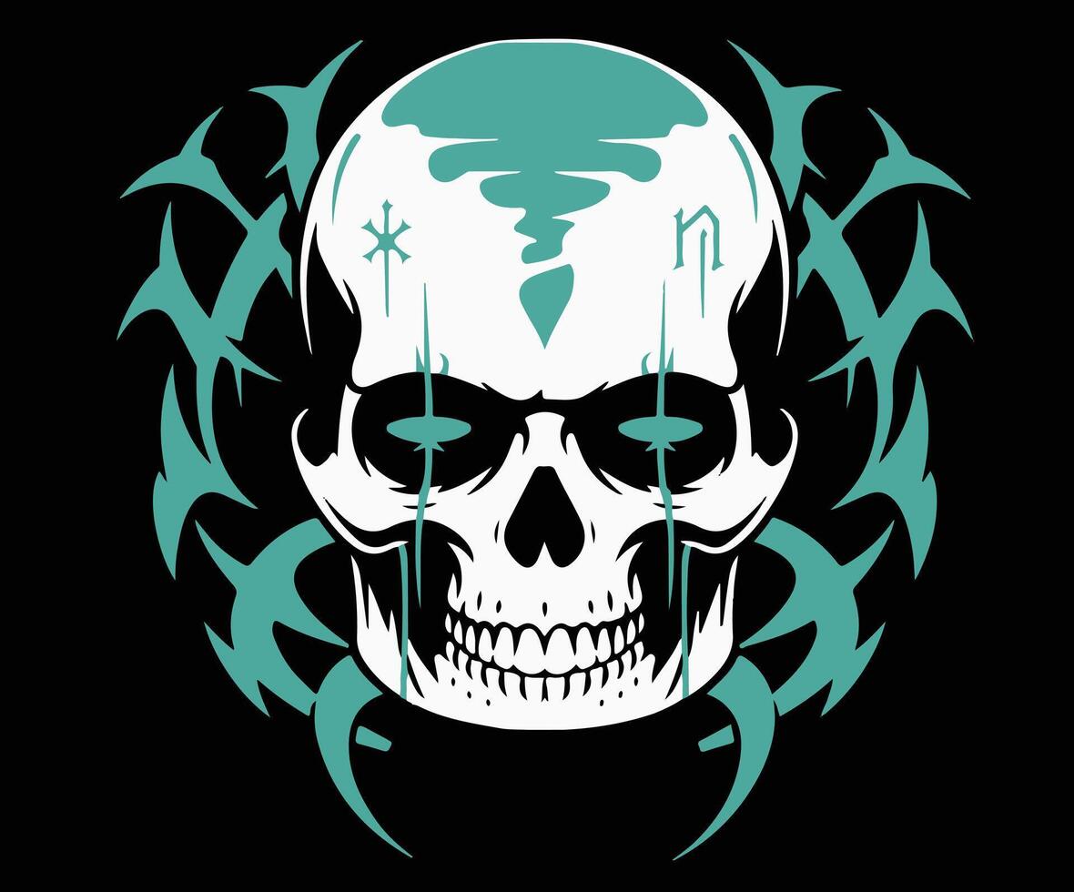 Editable skull artwork using different structural elements and shapes. vector