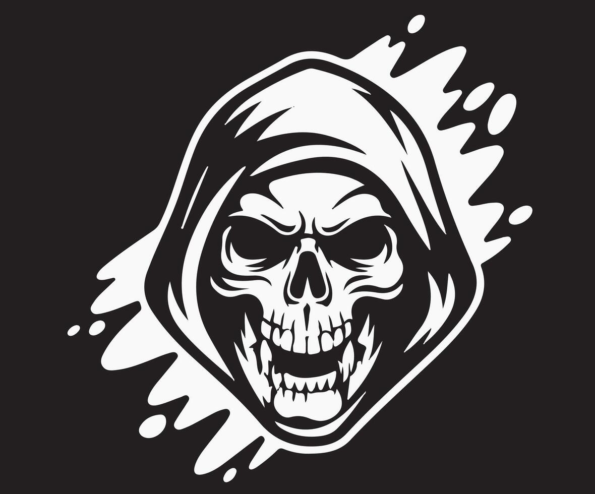 A digital icon representing a skull face. vector