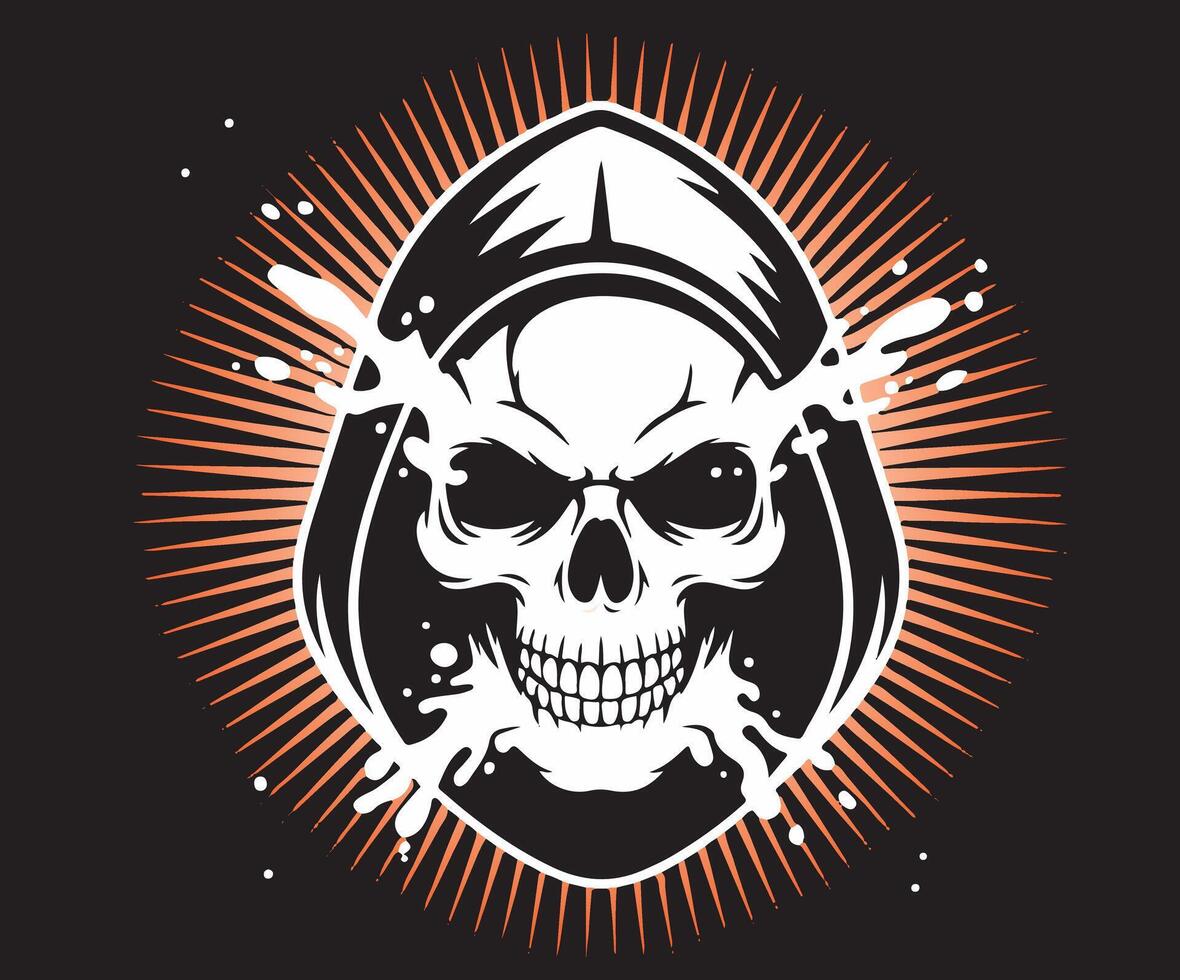 Minimalist icon featuring a skull face. vector