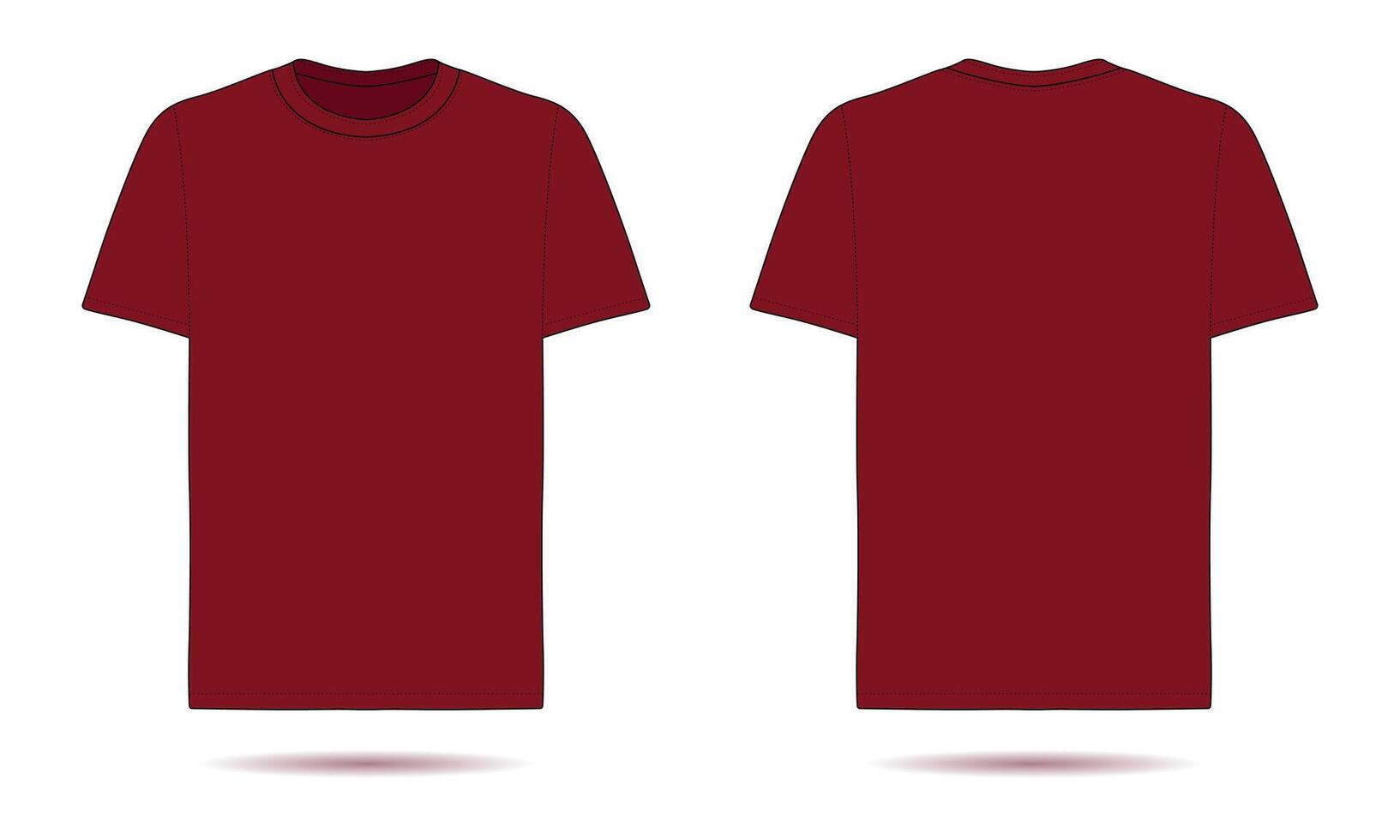 Red Tshirt Mockup Front and Back View vector