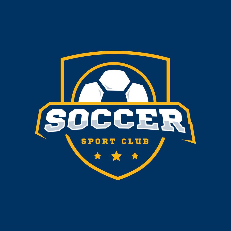 Ball in shield logo design for soccer vector