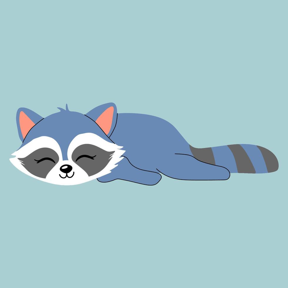 Cute Raccoon Napping. Sweet and Restful Cartoon Animal vector