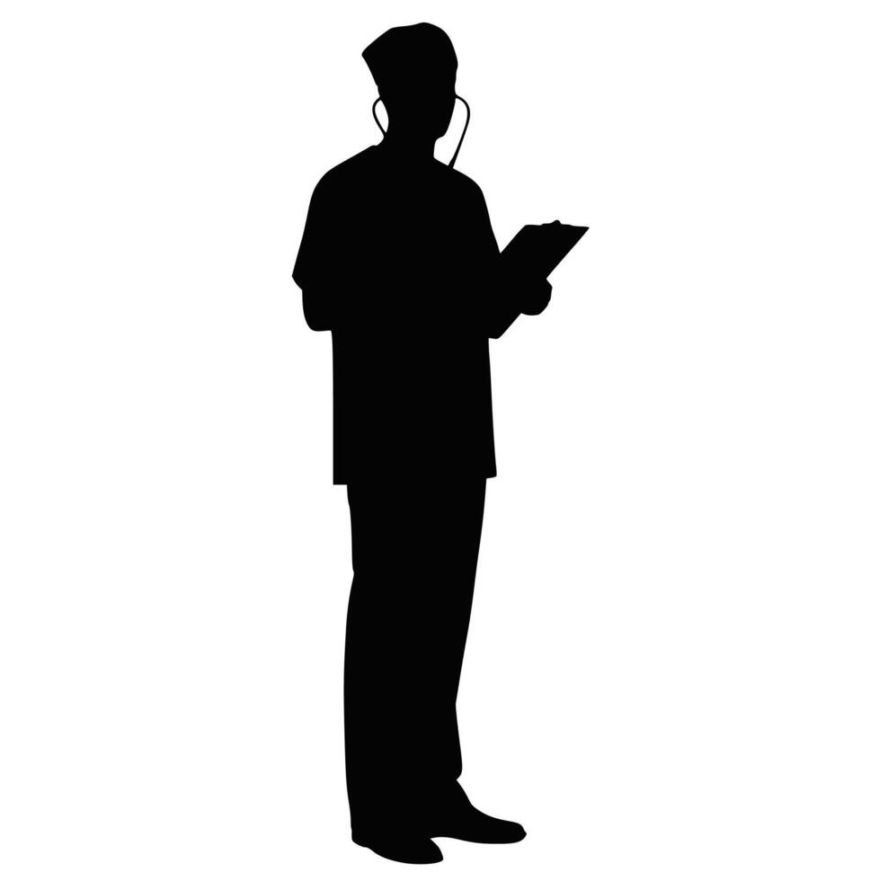 Hospital Worker Holding Chart and Pen vector