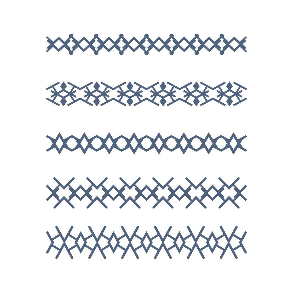 Collection of decorative geometric borders isolated on white background vector