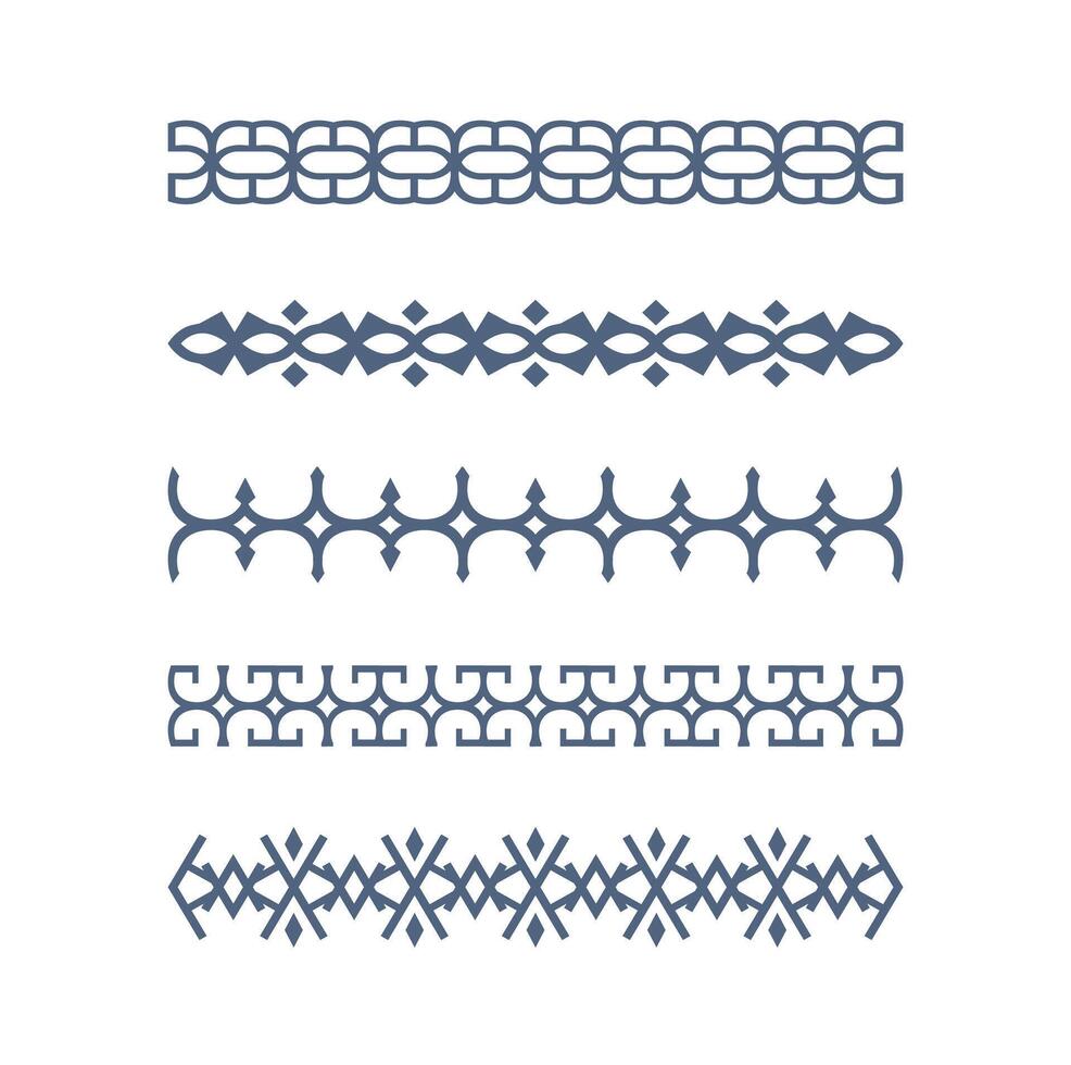set of decorative border pattern isolated on white background vector