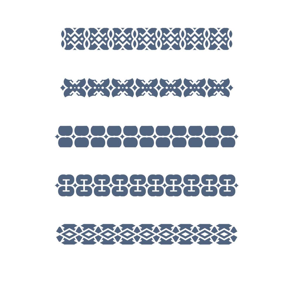 Set of decorative border patterns isolated on white background vector