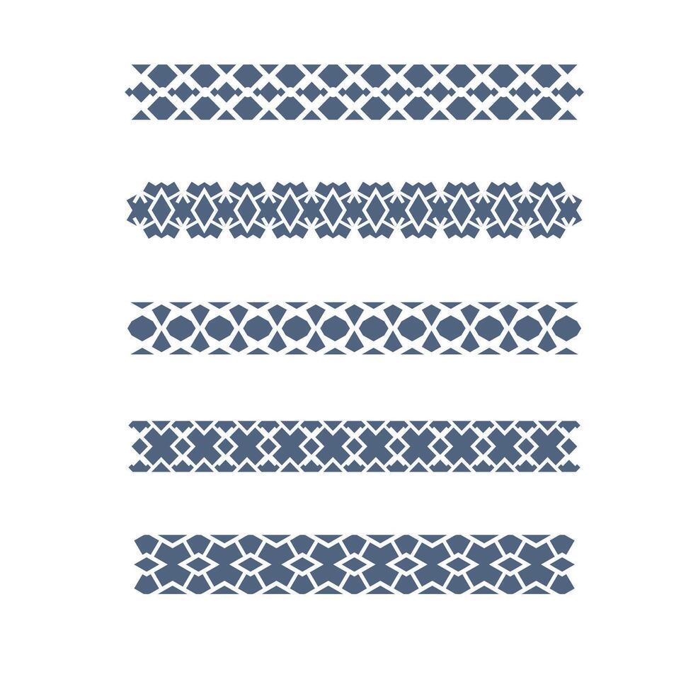 Geometric border patterns isolated on white background for design elements vector