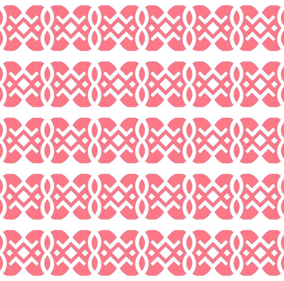 Seamless geometric pattern with pink shapes isolated on white background vector