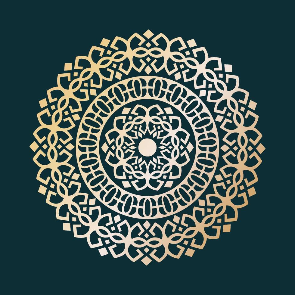 Elegant golden mandala pattern design on a dark teal background vector