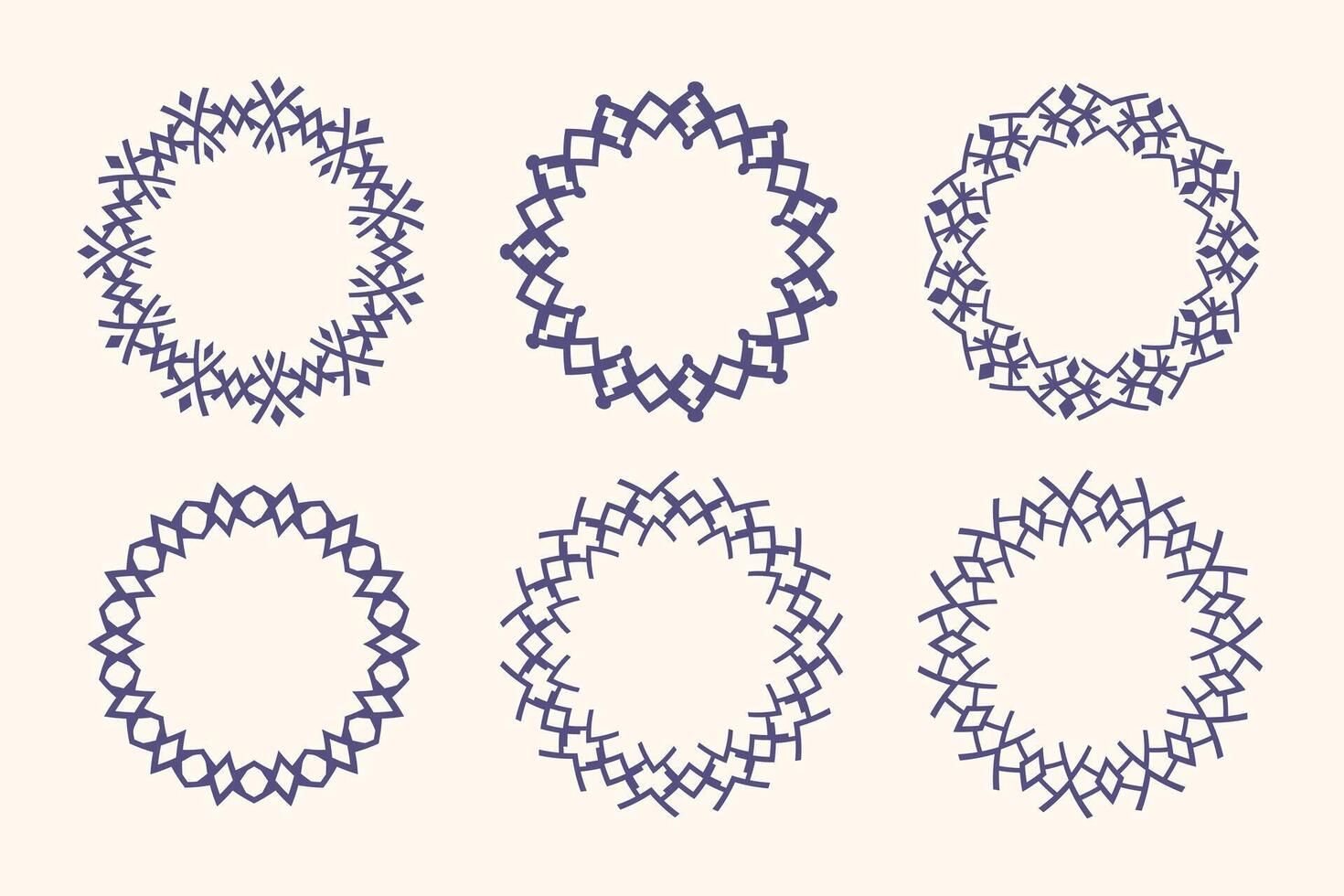 Set of six geometric wreaths isolated on white background vector