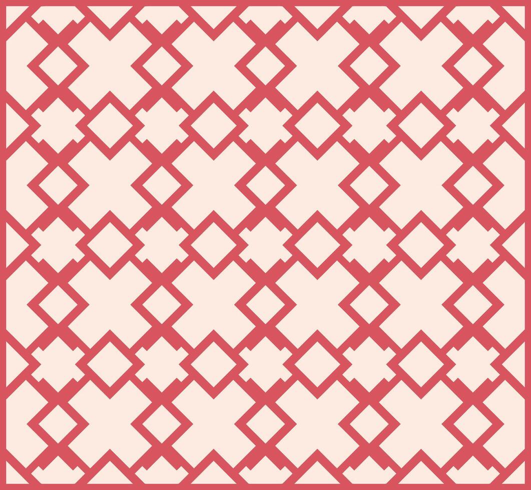 Geometric seamless pattern with squares and crosses in rose color vector