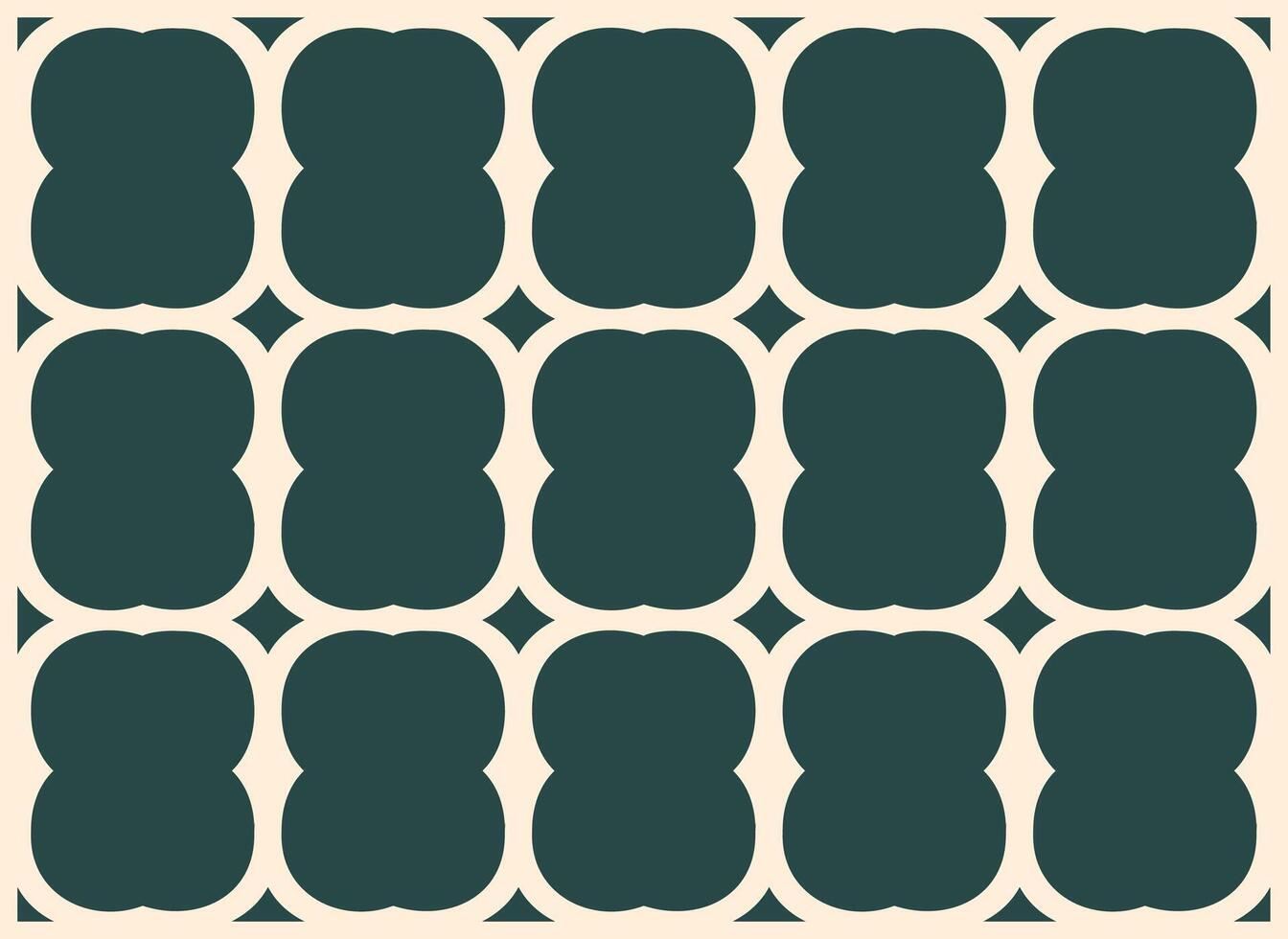 Seamless geometric pattern with clover shapes in green and beige vector