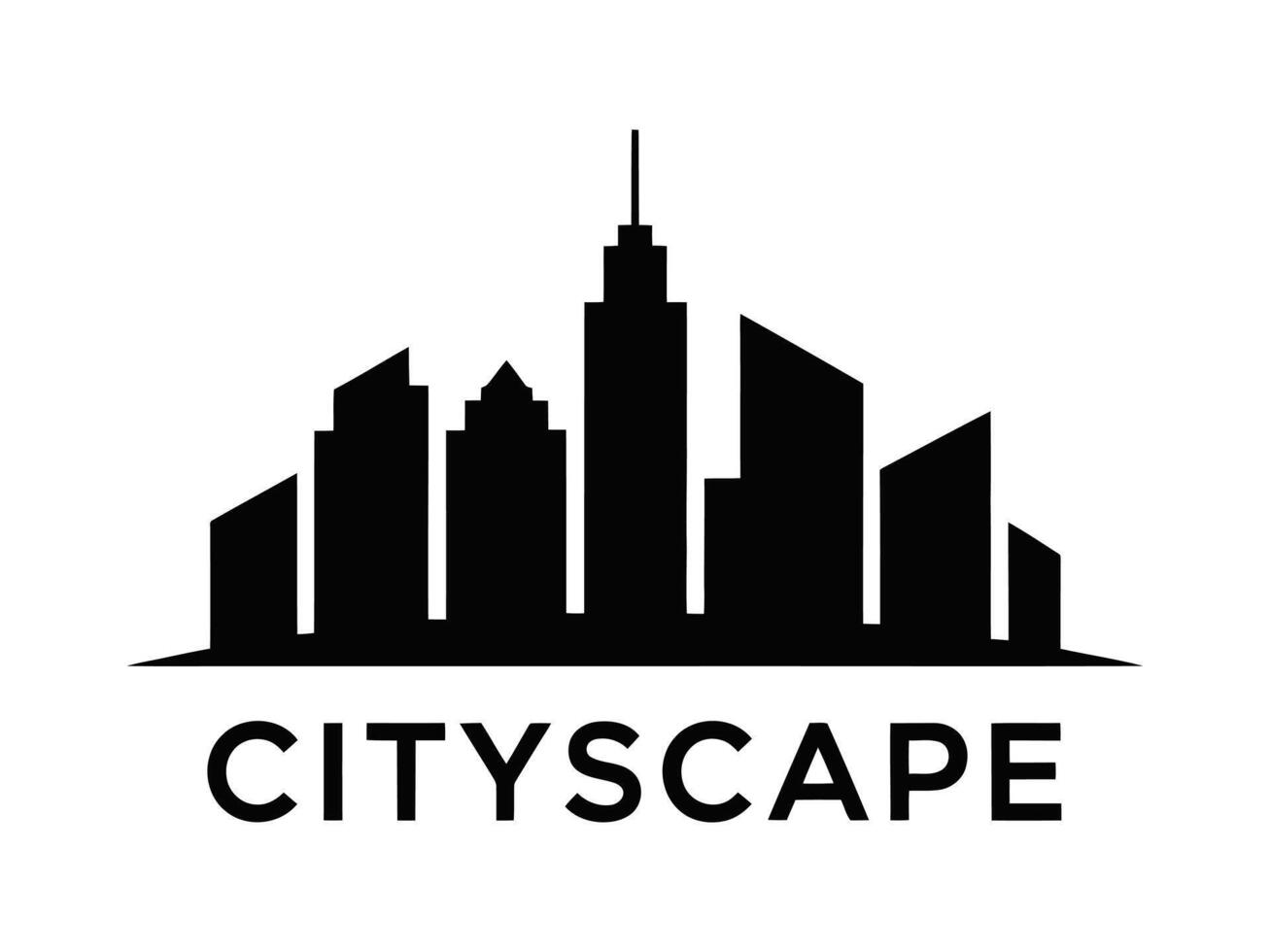 Minimalist black and white cityscape logo depicting urban architecture and development vector