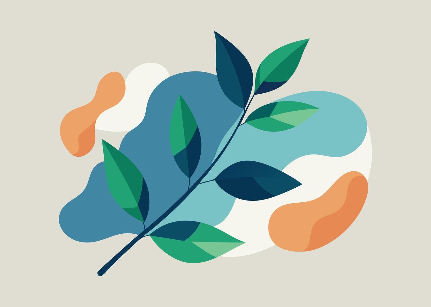 a plant with green leaves and circle in the background vector