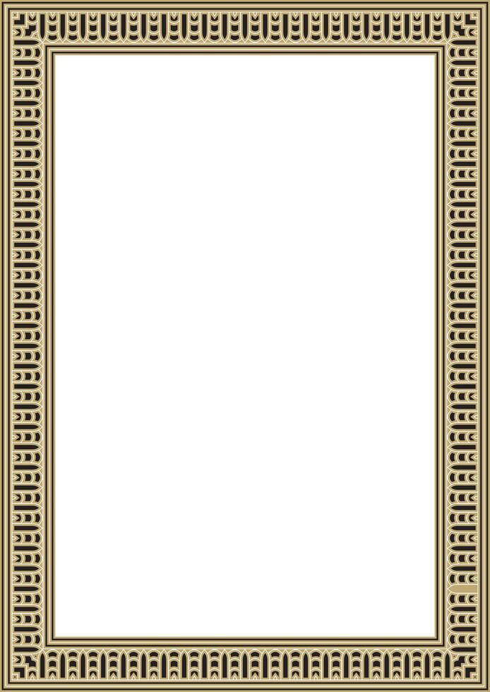 gold with black square Egyptian ornament. Rectangle, frame, ancient Egypt. vector