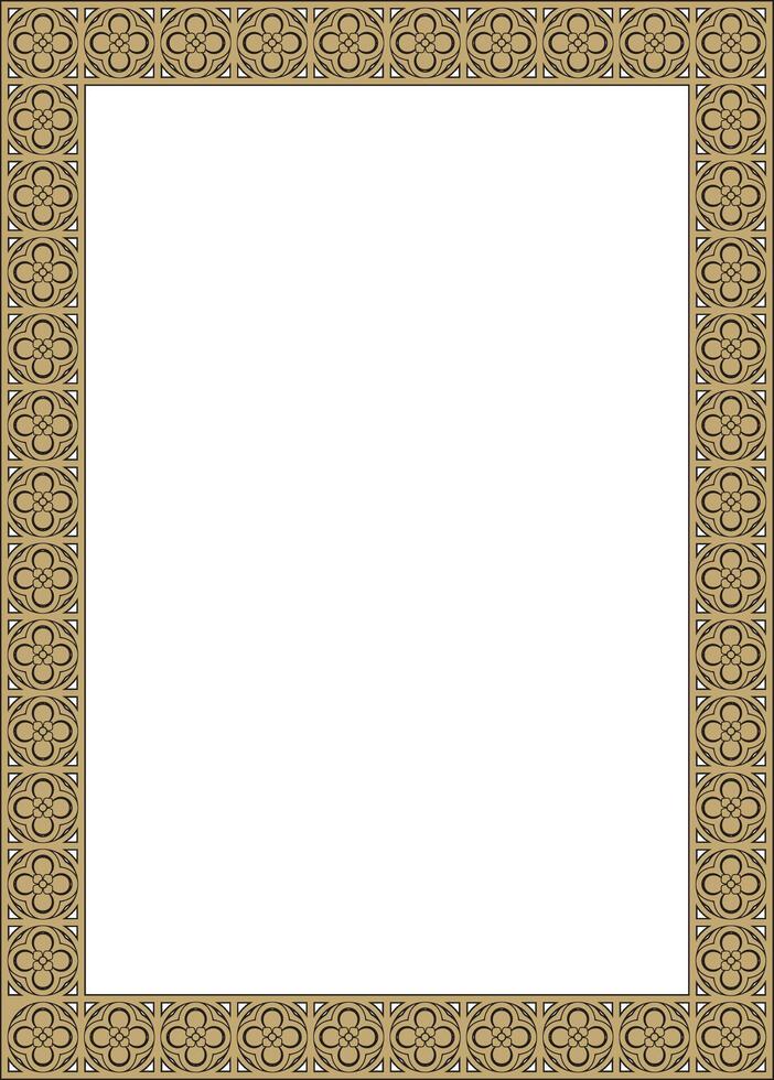 black and gold square gothic ornament. Medieval European rectangle, border. Classic pattern Germans, Angles, Saxons, Franks. vector