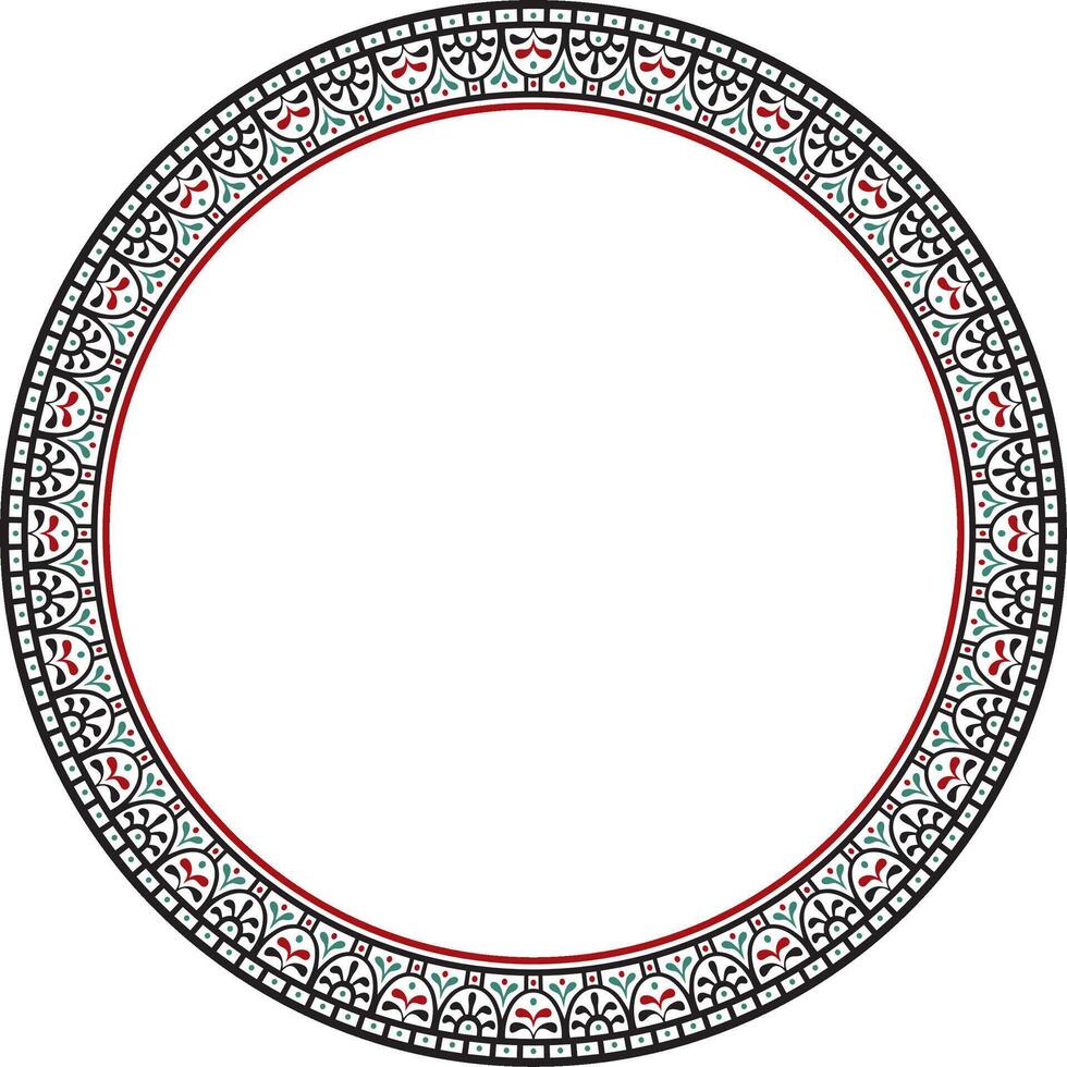 round colored border, frame, Pompeii ring. Circle Neopolitan ornament. Art Ancient Rome vector