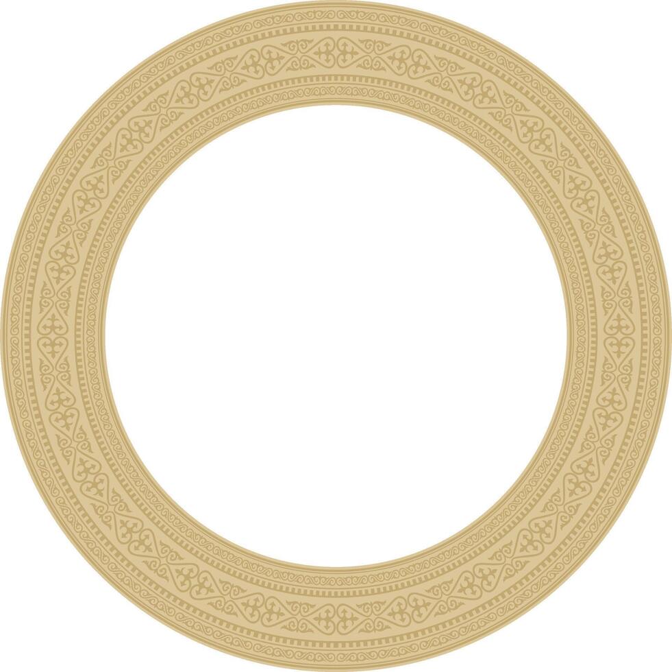 golden round Kazakh national ornament. Ethnic pattern of the peoples of the Great Steppe vector
