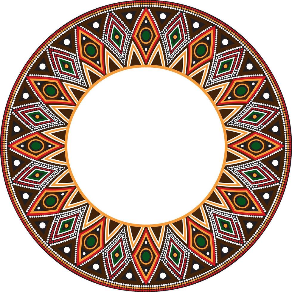 Native American round colored pattern. Geometric shapes in a circle. National ornament of the peoples of America, Maya, Aztecs, Inca vector