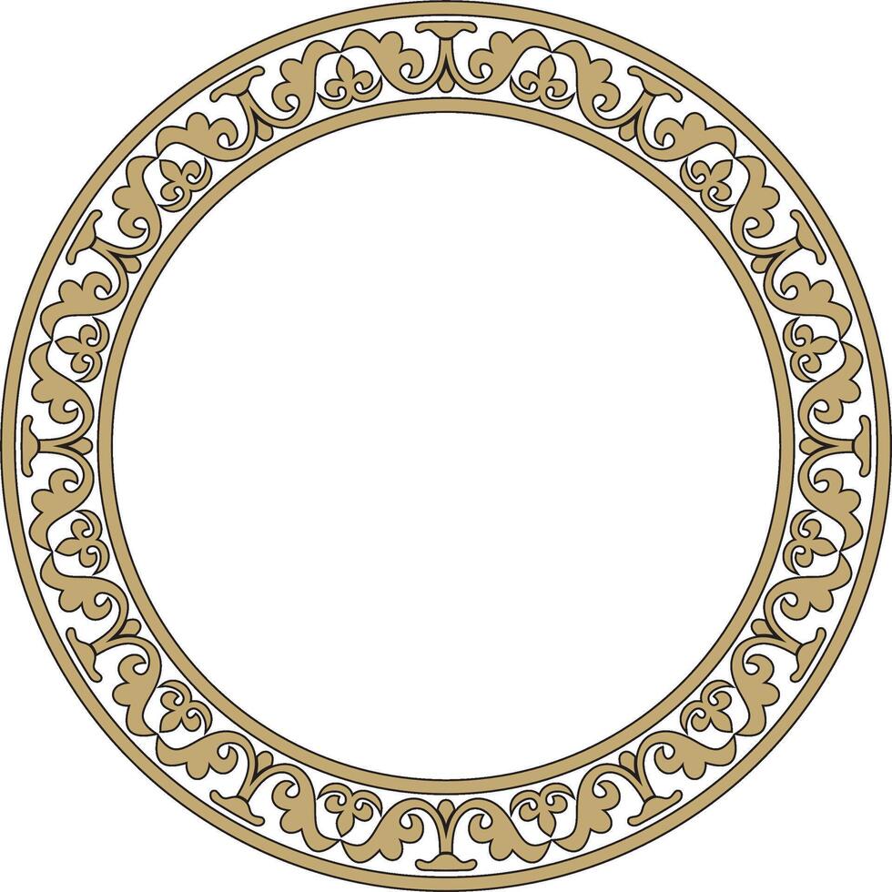 gold with black round classic byzantine ornament. Circle, ring, border, Ancient Greece, Eastern Roman Empire frame. Decoration Russian Orthodox Church vector