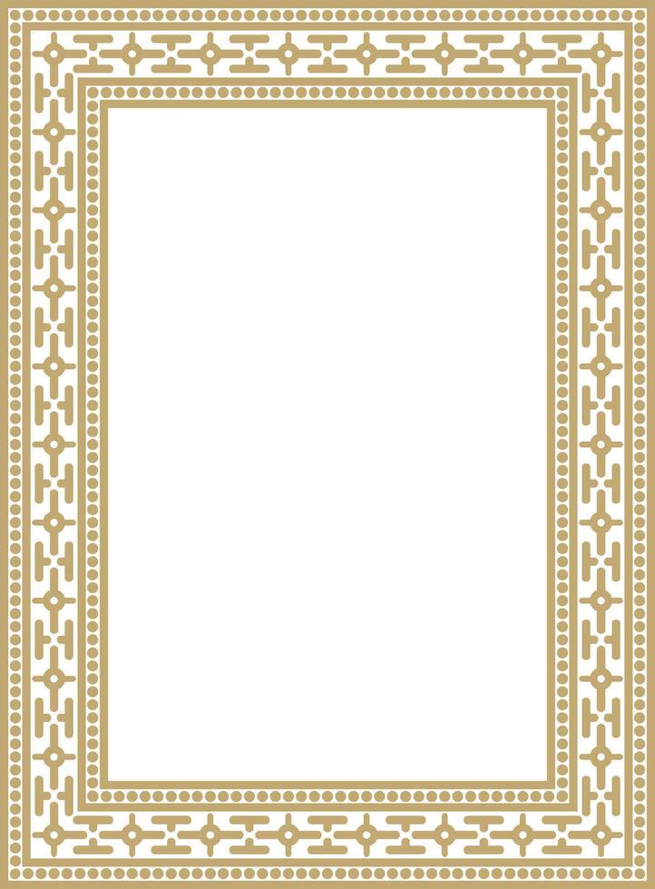 square gold ancient Russian ornament. Slavic rectangle, border, frame. Painting royal chambers. vector