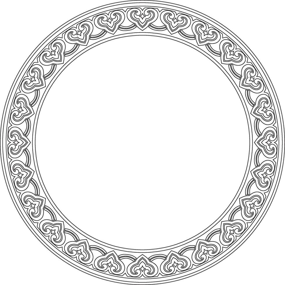 black contour Chinese circle, ring, frame. Round ornaments of oriental peoples, korea, taiwan, china, indonesia vector