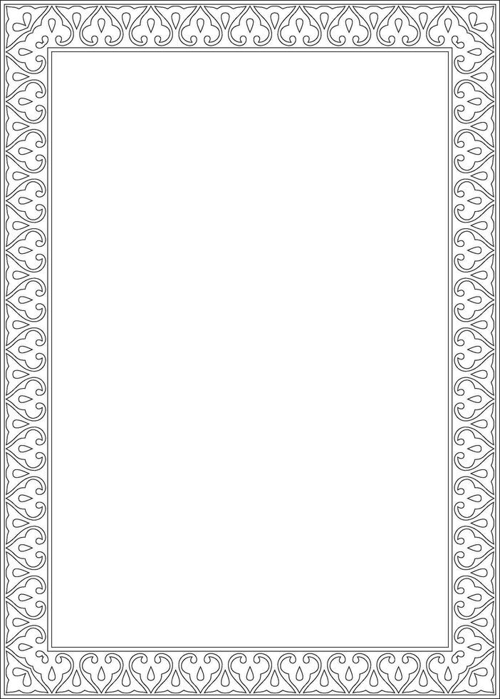 black contour Arabic national square ornament. Ethnic rectangle, frame of eastern people vector