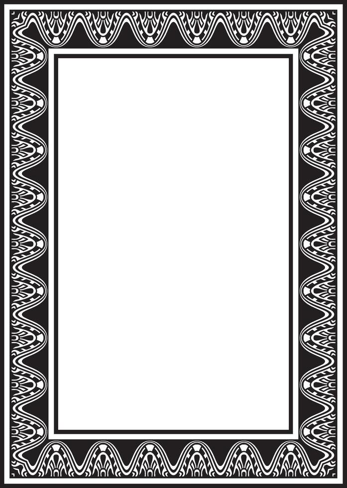 square Assyrian black monochrome ornament. Rectangle, border, frame of Mesopatamia. Pattern of the ancient East vector