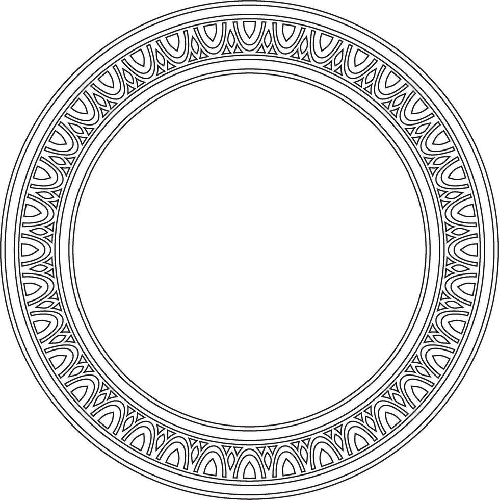 Classic Greek black outline round ornament. pattern, circle of ancient Hellenes. European border - ring. vector