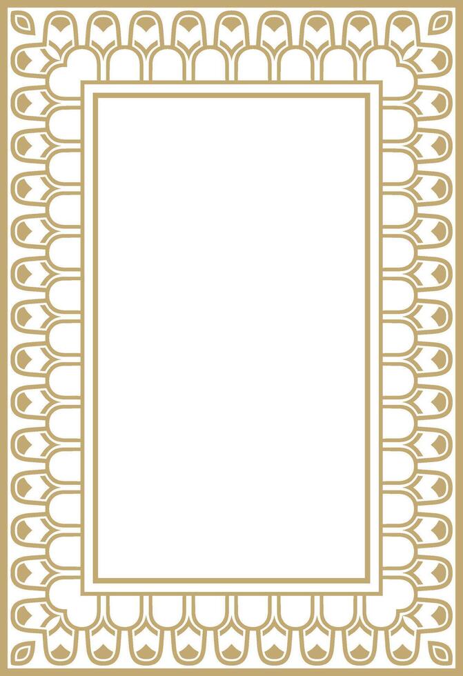 square Assyrian gold ornament. Rectangle, border, frame of Mesopatamia. Pattern ancient East. vector