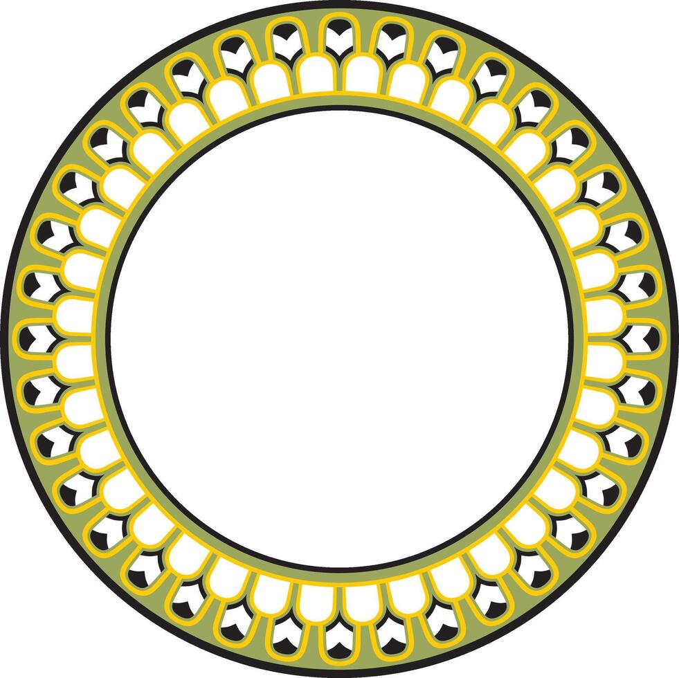 round Assyrian colored ornament. Circle, border, frame of Mesopatamia. Pattern, ring ancient East. vector