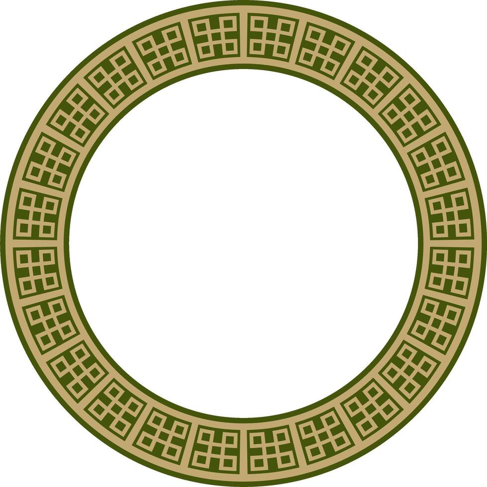 Classic Greek green and gold round ornament. pattern, circle of ancient Hellenes. European border - ring. vector