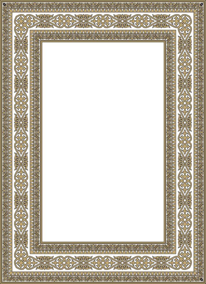 gold with black square Kazakh national ornament. Ethnic pattern Great Steppe vector