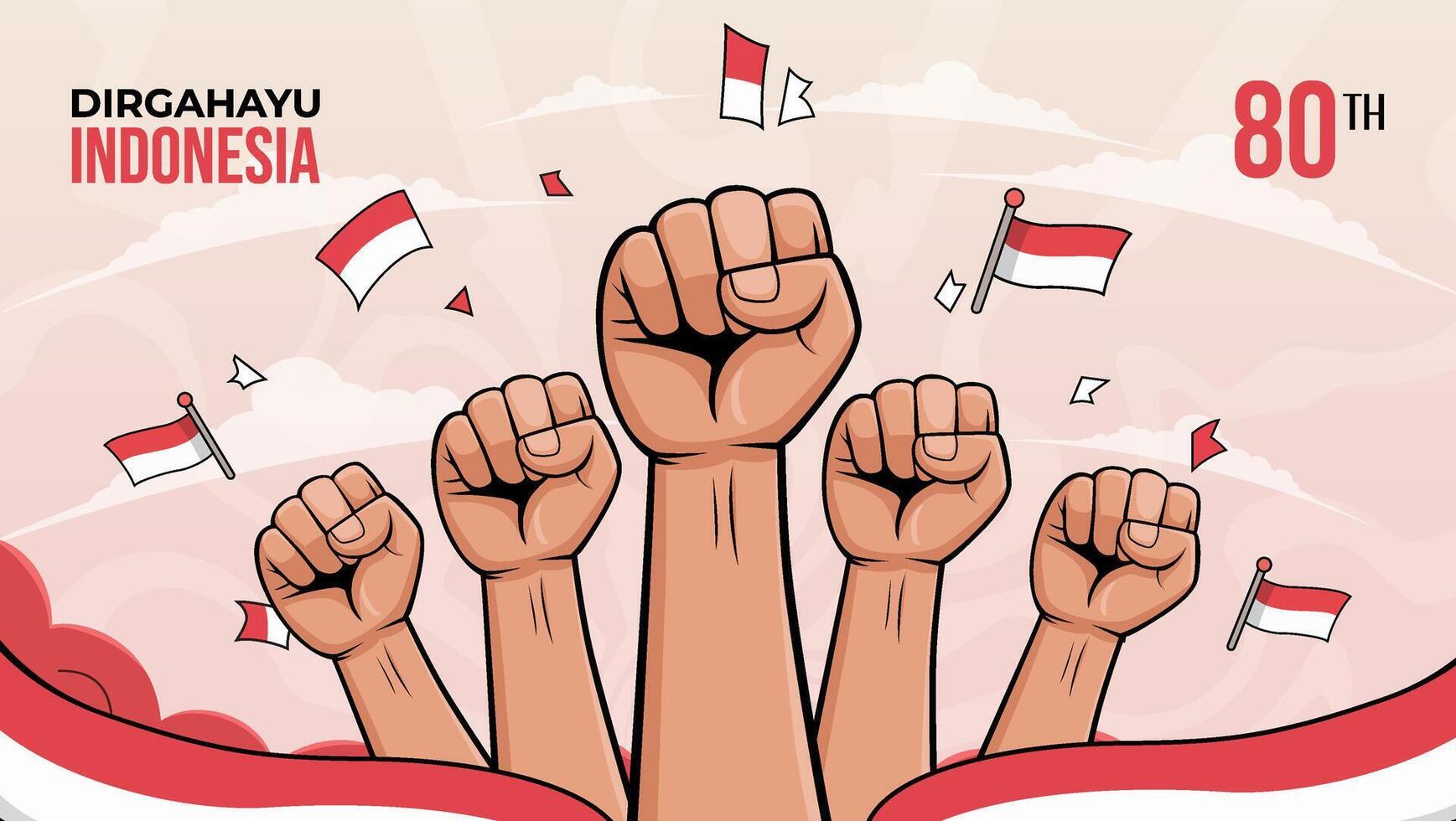Celebration of Indonesia Independence Day With Fists Raised in Unity vector
