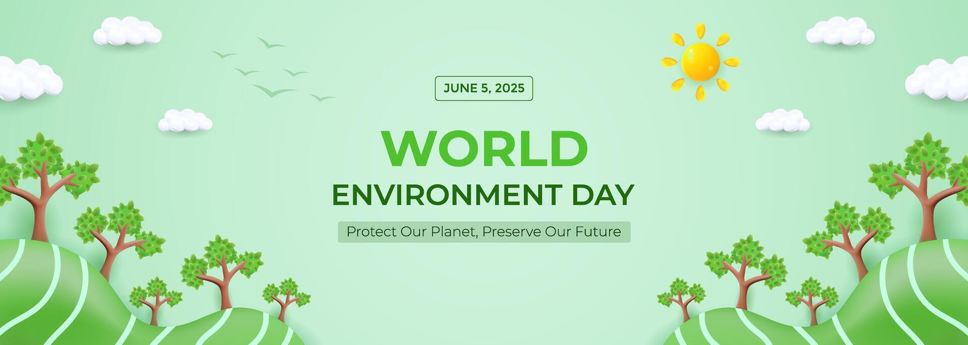 Illustration Celebrating World Environment Day with Nature Elements and Positive Message vector
