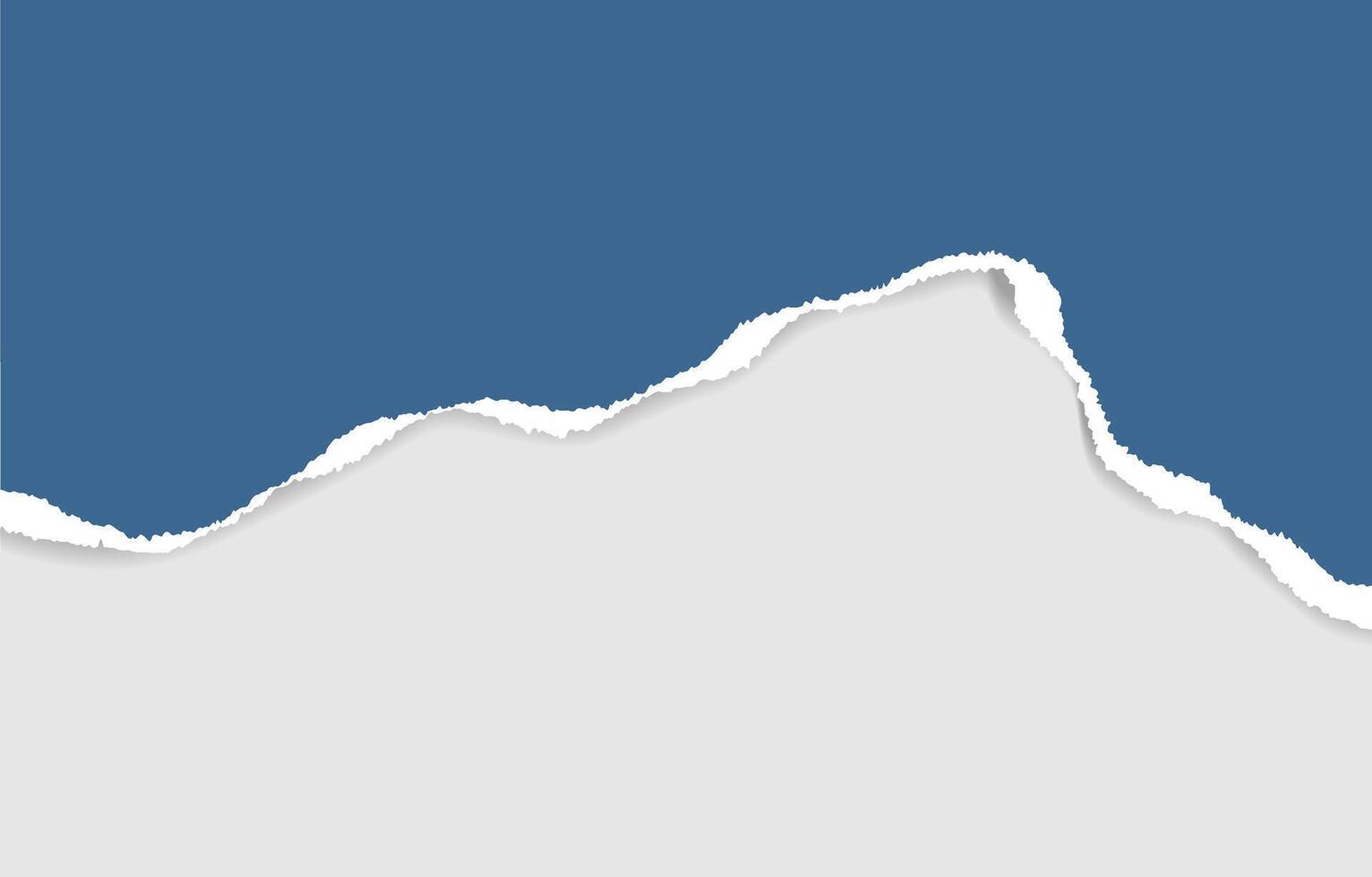 Torn paper edge with jagged white rip separating dark blue and light gray layers, modern design with shadow depth, isolated on a clean background, perfect for layouts or announcements. vector