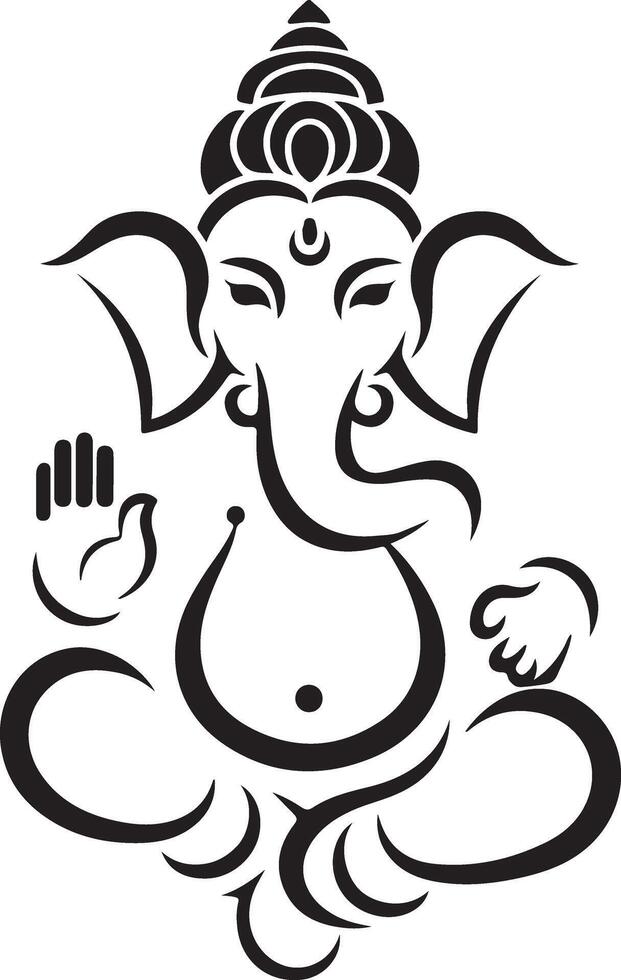 the hindu god ganesha is shown in a black and white drawing vector