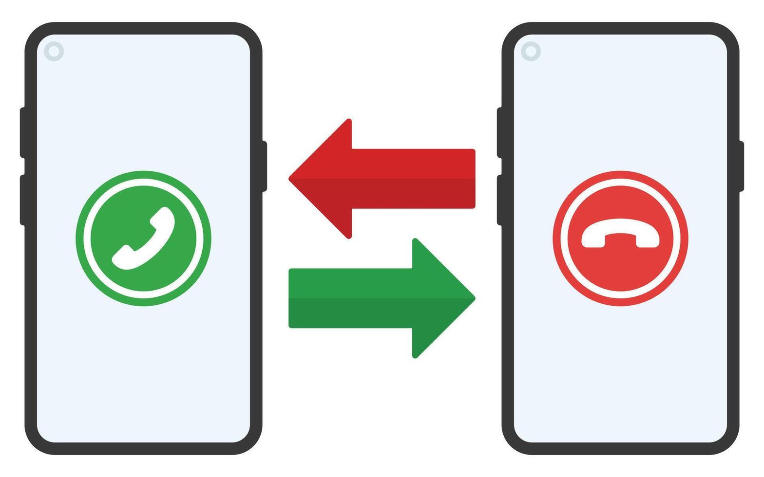Outgoings calls and incoming call icon isolated on white background. vector