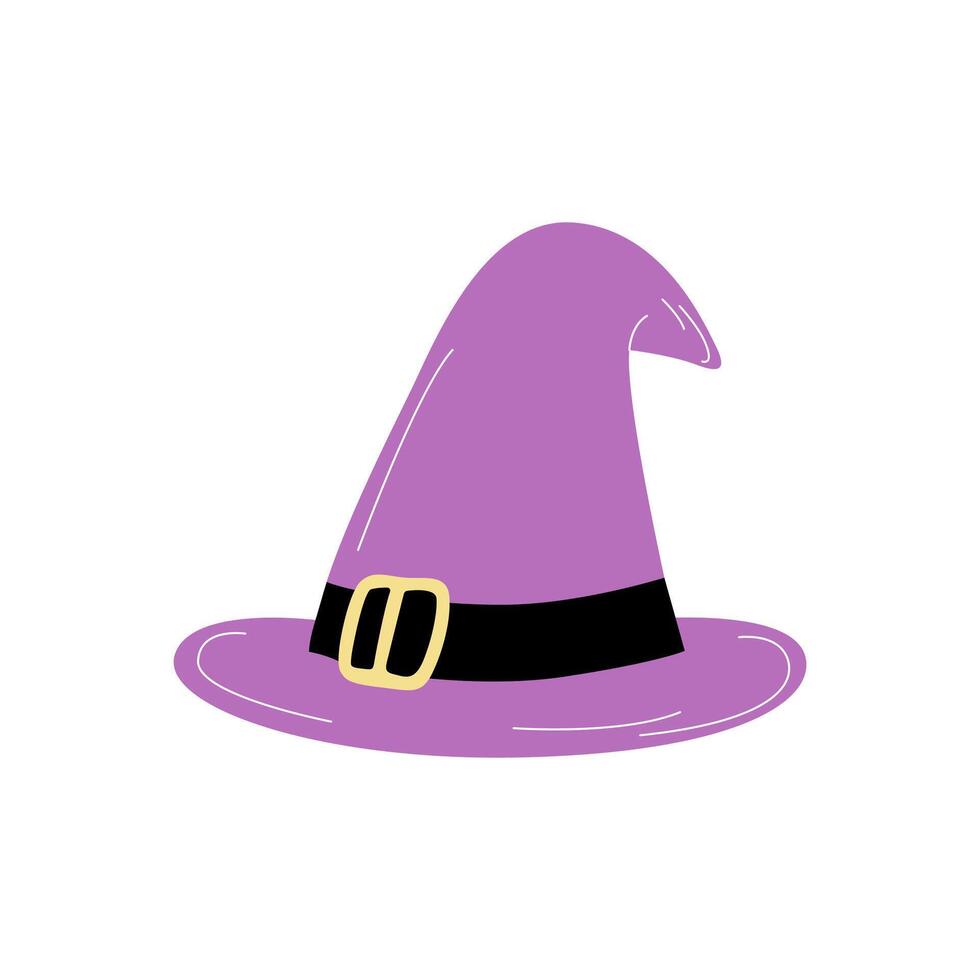 Halloween. Spooky elements for decoration, prints, stickers, cards. Witch purple hat vector