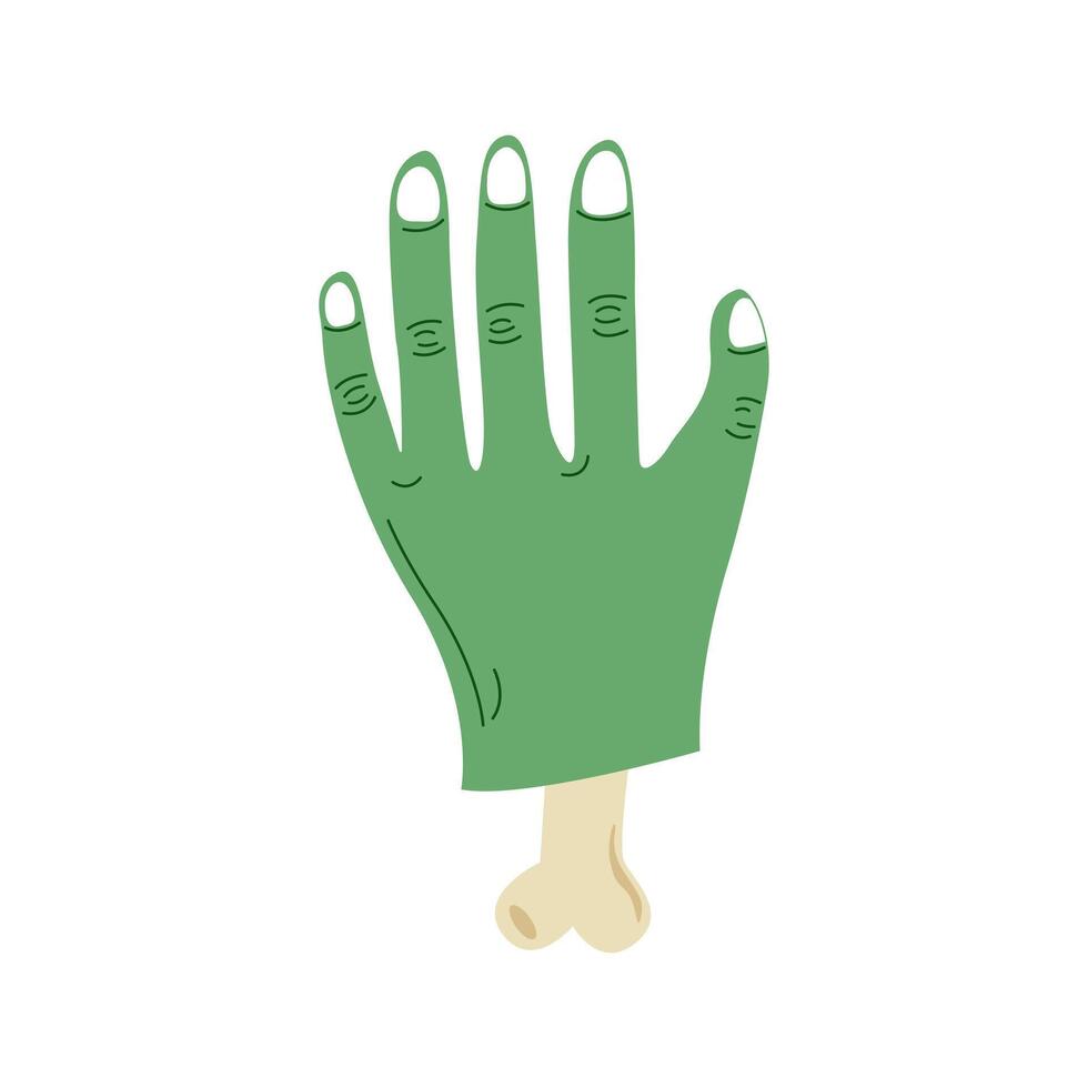 Happy Halloween. Spooky elements for decoration, prints, stickers, cards. Green zombie hand vector