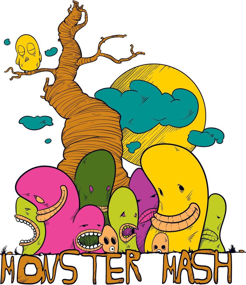 Scary Fun Monster Mash T-Shirt Graphic Art vector