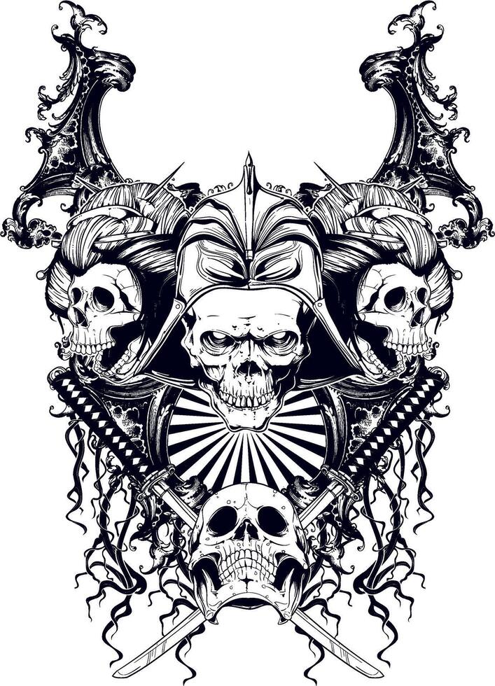 Vintage Skull Graphic Tee Art, Black and White Retro T-Shirt Design, Edgy Illustration for Print vector