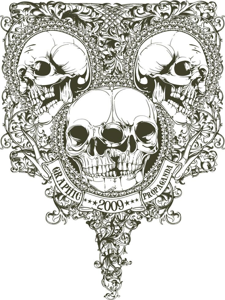 Edgy Vintage Skull Propaganda Tee Art Retro Punk Rock Shirt Graphic Illustration vector