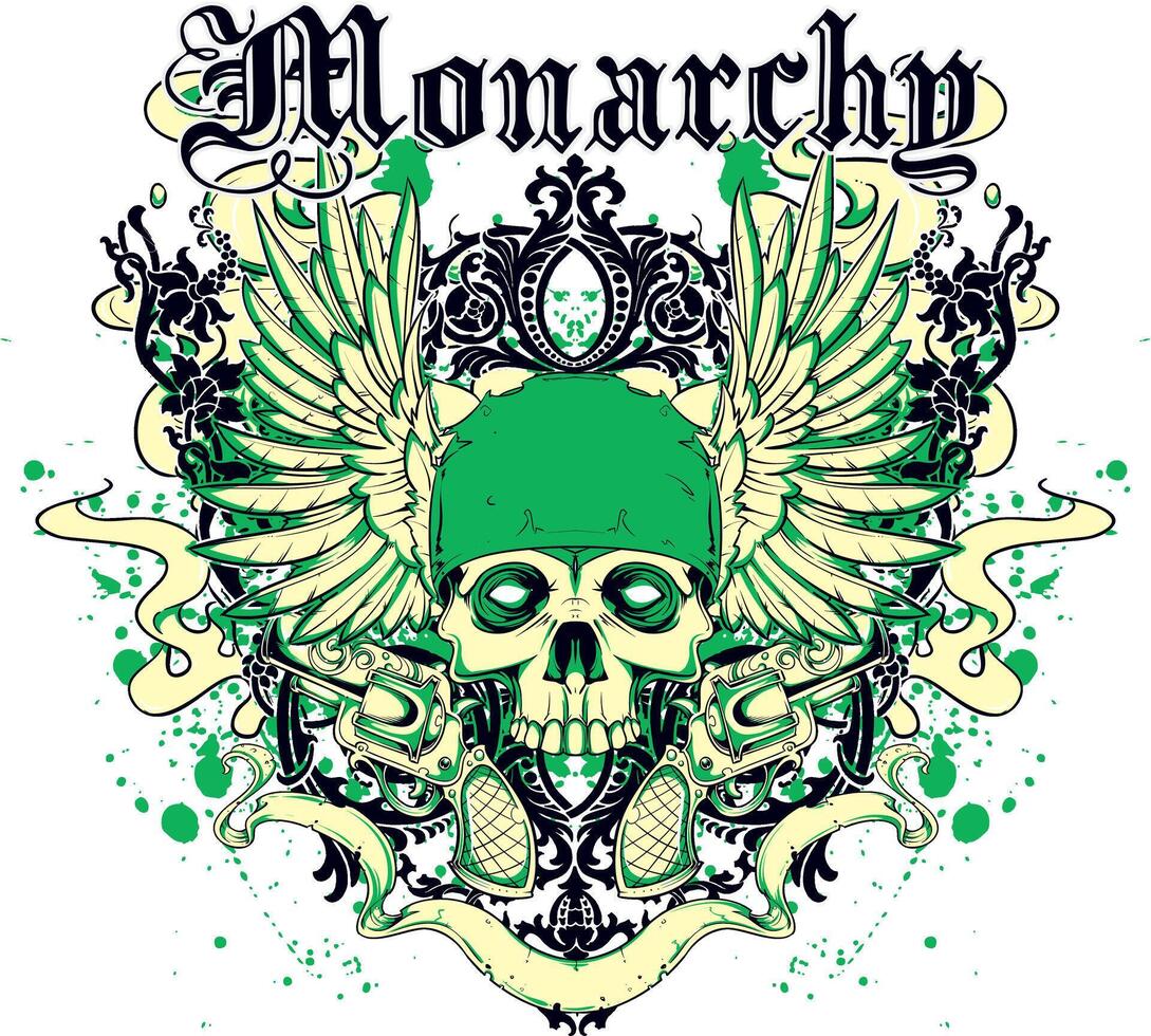 Royal Skull Graphic Tee Art Vintage Monarchy Emblem Illustration for Streetwear vector